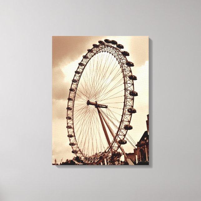(UK) London Eye Vintag Wrapped Canvas Leinwanddruck (Vorderseite)