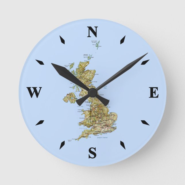 UK Map Clock Runde Wanduhr (Vorderseite)