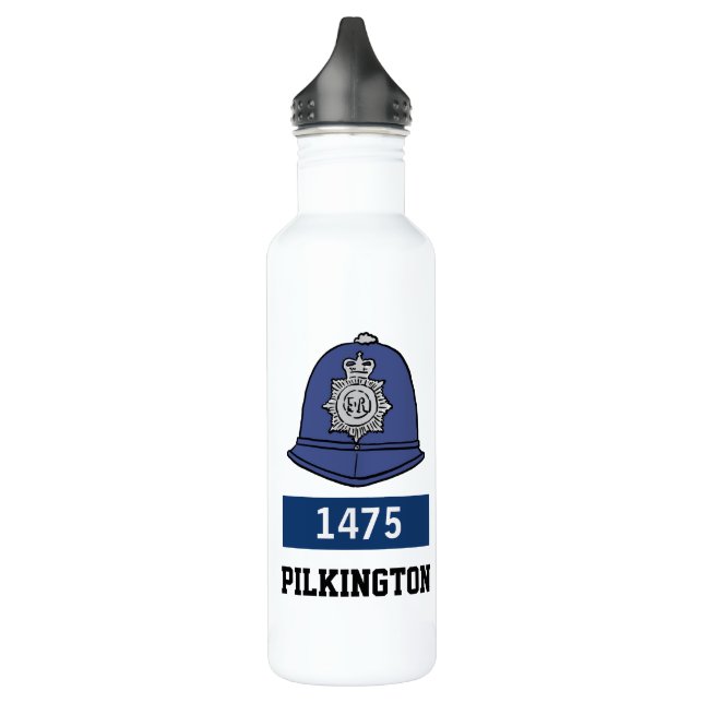 UK Police Constable Helmet - Name und Nummer hinzu Edelstahlflasche (Links)