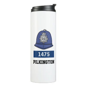UK Police Constable Helmet - Name und Nummer hinzu Thermosbecher