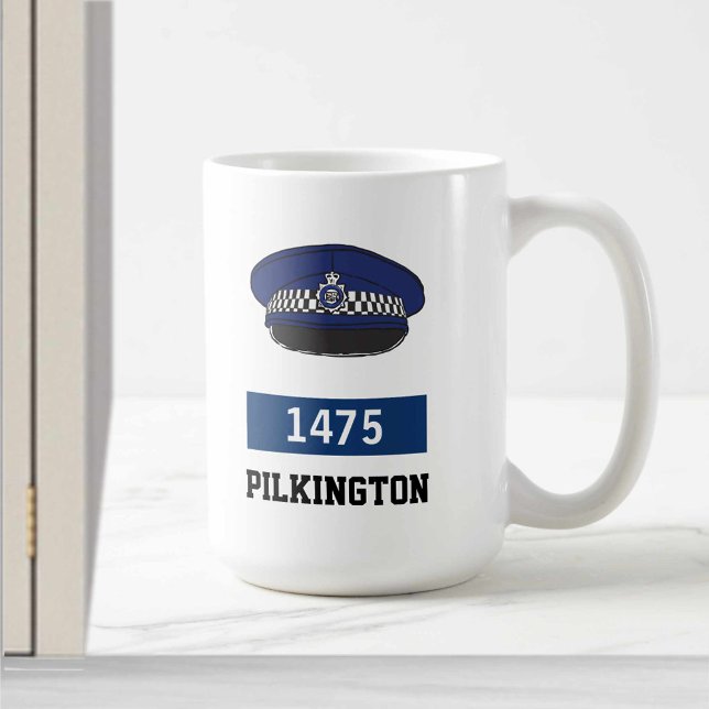 UK Police Flat Cap - Nummer und Name hinzufügen Kaffeetasse (Von Creator hochgeladen)