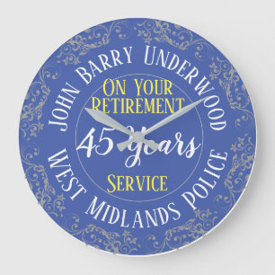 UK Police Retirement Award with Years Served Große Wanduhr