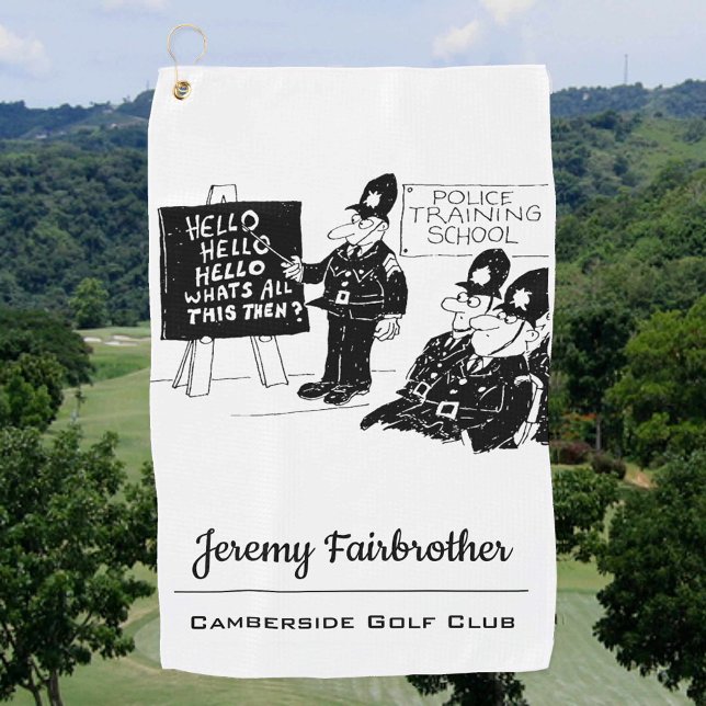 UK Police Training School Cartoon Golfhandtuch (Von Creator hochgeladen)