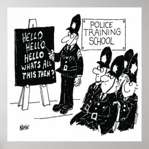 UK Police Training School Funny Cartoons Poster