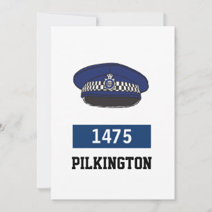 UK Polizei-Flachmütze - Nummer und Name hinzufügen Feiertagskarte