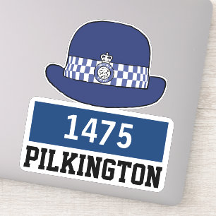 UK Polizistin Mütze mit Name und Nummer Aufkleber