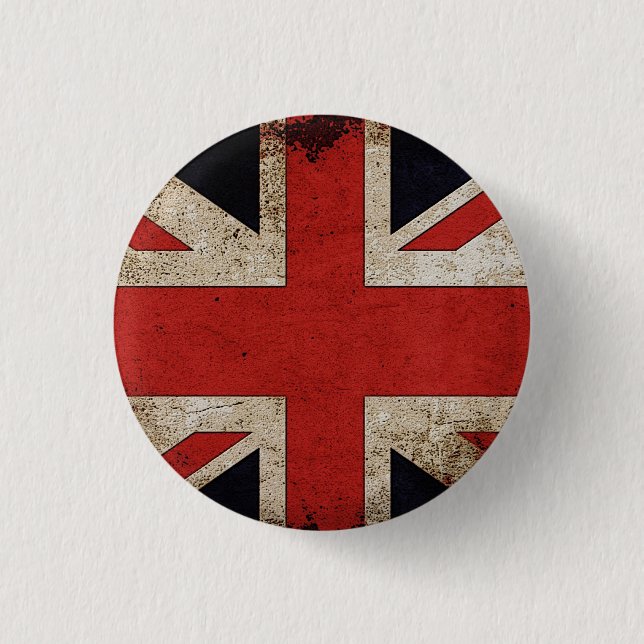 UK Pride Grunge UK-Flagge Button (Vorderseite)