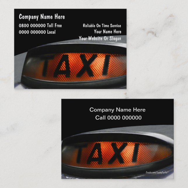 UK Taxi Business Cards Visitenkarte (Vorne/Hinten)