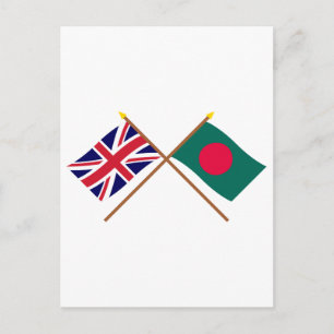 UK und Bangladesch überquerten Flaggen Postkarte