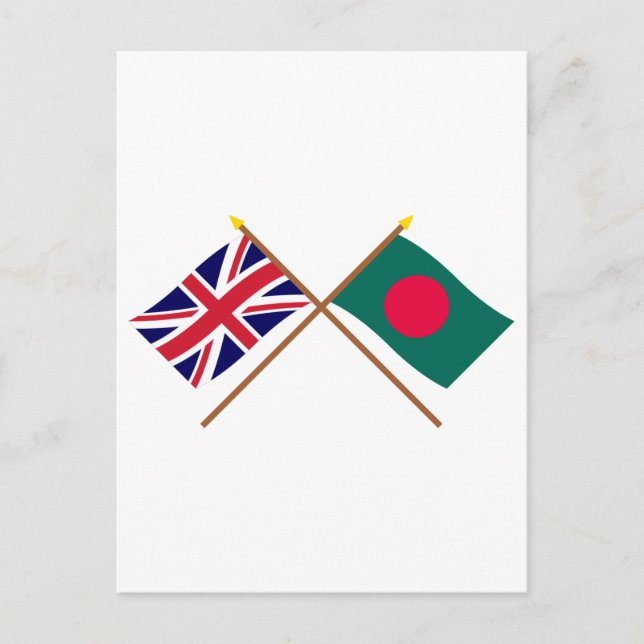 UK und Bangladesch überquerten Flaggen Postkarte (Vorderseite)