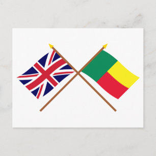 UK und Benin - Grenzflaggen Postkarte