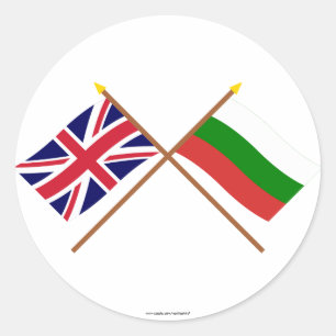 UK und Bulgarien Grenzflaggen Runder Aufkleber