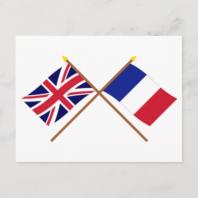 UK und Frankreich überquerten Flaggen Postkarte (Vorderseite)