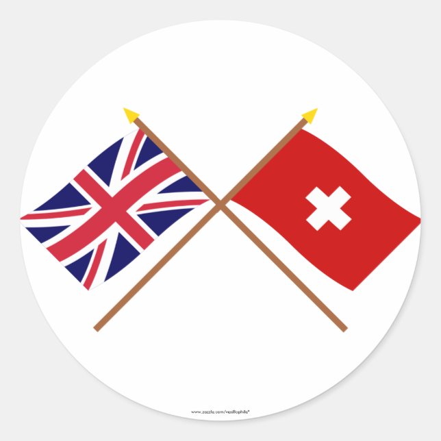 UK und Schweiz - Grenzflaggen Runder Aufkleber (Vorderseite)