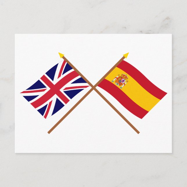 UK und Spanien überquerten Flaggen Postkarte (Vorderseite)