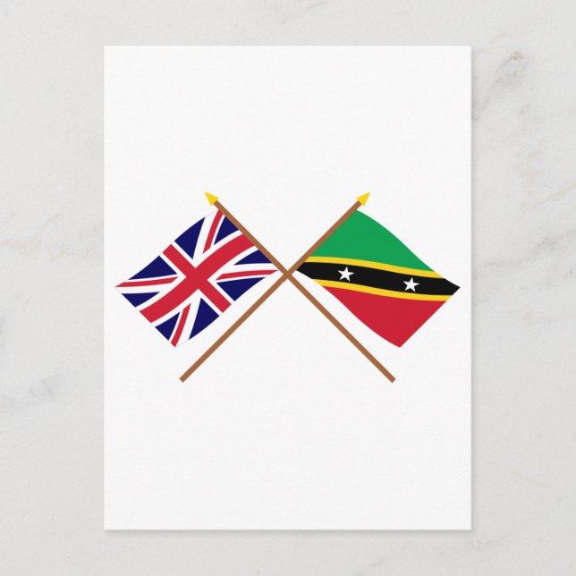 UK und St. Kitts & Nevis Crossed Flags Postkarte (Vorderseite)