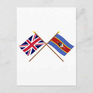 UK und Swasiland - Grenzflaggen Postkarte