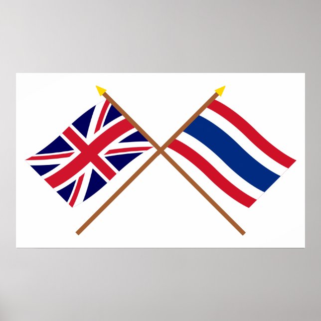 UK und Thailand - Grenzflaggen Poster (Vorne)