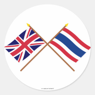 UK und Thailand - Grenzflaggen Runder Aufkleber