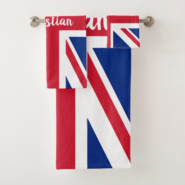 UK Union Jack British Themed Personalisiert Badhandtuch Set (Insitu)