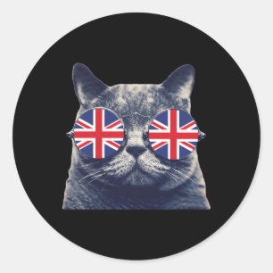 UK Union Jack Flag England Cat British Runder Aufkleber