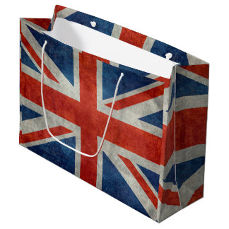 UK Union Jack Flag im Retrostil Vintage Texturen Große Geschenktüte