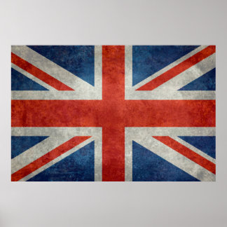 UK Union Jack Flag im Retrostil Vintage Texturen Poster