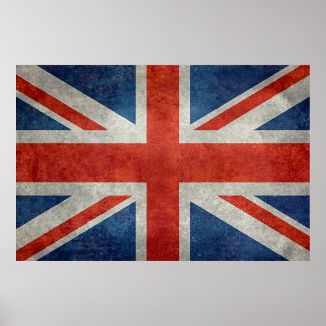 UK Union Jack Flag im Retrostil Vintage Texturen Poster (Vorne)