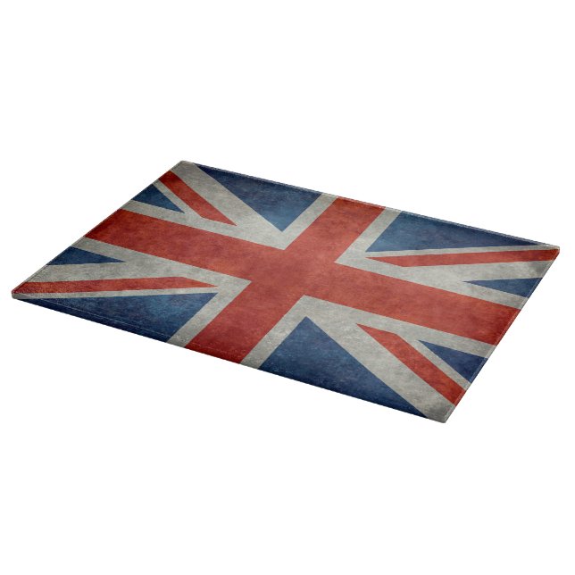 UK Union Jack Flag im Retrostil Vintage Texturen Schneidebrett (Ecke)