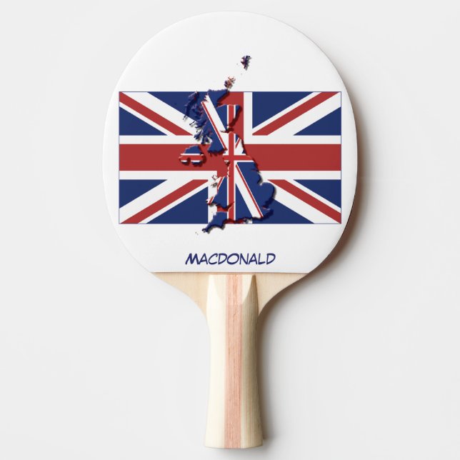 UK UNION JACK FLAG & MAP Personalisiert Tischtennis Schläger (Vorderseite)