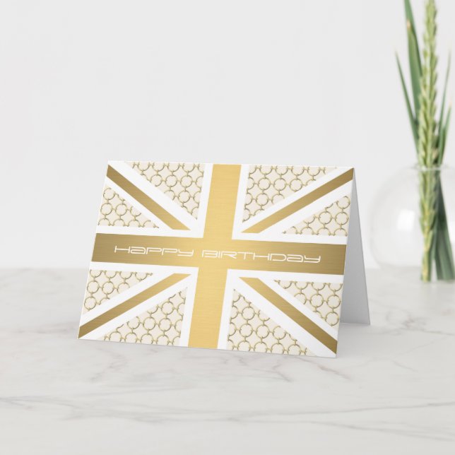 UK Union Jack Flag mit Gold Reittier Muster Karte (Vorderseite)