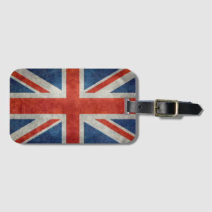 UK Union Jack Flagge im Retro-Stil mit vintage Tex Gepäckanhänger