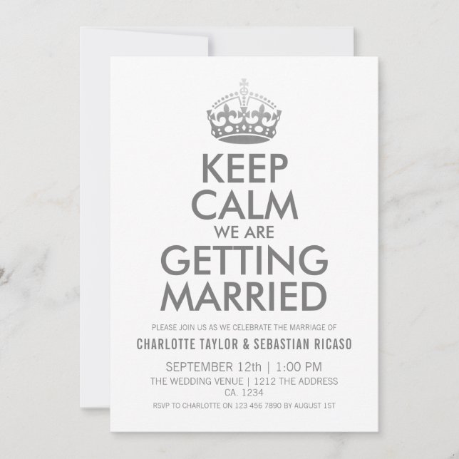 UK Union Jack Wedding Britain Silver Crown Ankündigung (Vorderseite)