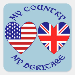 UK USA My Country My Heritage Quadratischer Aufkleber