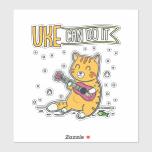UKE Can Do It Ukulele Ukelele Cat Gitarre Musik Aufkleber