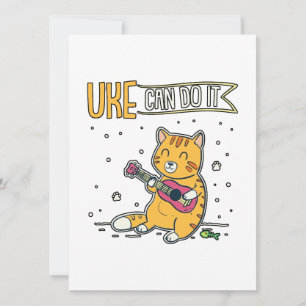 UKE Can Do It Ukulele Ukelele Cat Guitar Music Feiertagskarte