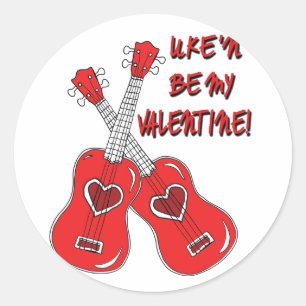Uke ist mein Herz der Valentine Ukulele Runder Aufkleber