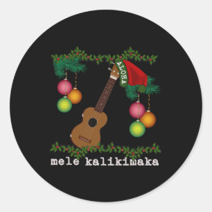 Uke Mele Kalikimaka Ukulele Weihnachtslieder Aloha Runder Aufkleber