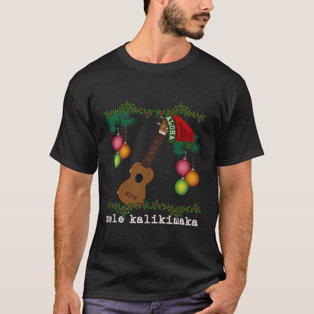 Uke Mele Kalikimaka Ukulele Weihnachtslieder Aloha T-Shirt (Vorderseite)