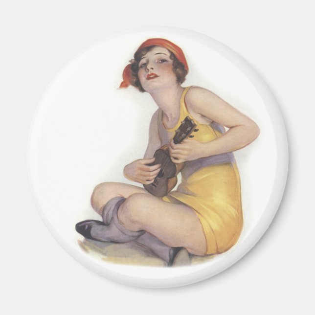 Uke Playing Flapper Magnet (Vorne)