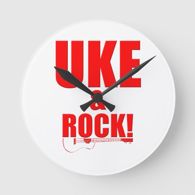 Uke & Rock Runde Wanduhr (Vorderseite)