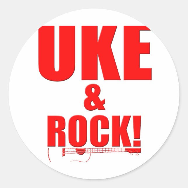 Uke & Rock Runder Aufkleber (Vorderseite)