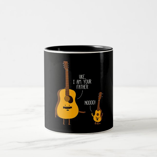 Uke Ukulele Ich bin dein Vater Vater Geschenk Zweifarbige Tasse (Mittel)