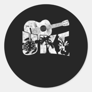 Uke Ukulele Musikinstrument akustische Gitarrenges Runder Aufkleber