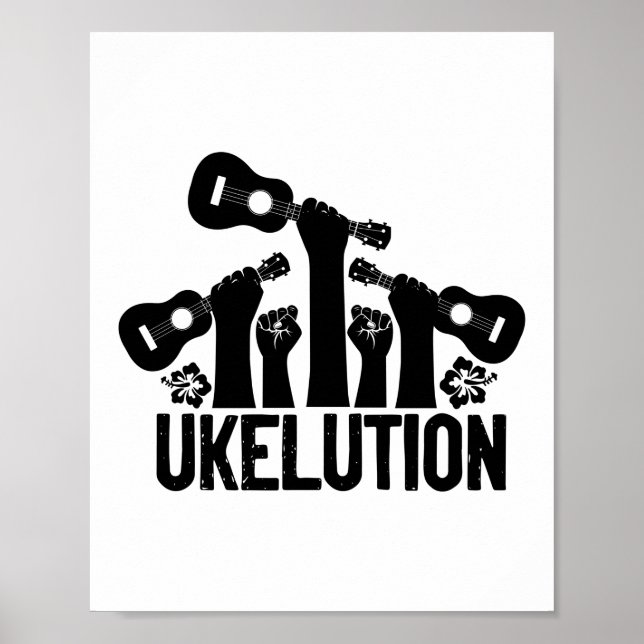 Ukelution Ukulele Player Hawaiian Musiker Poster (Vorne)