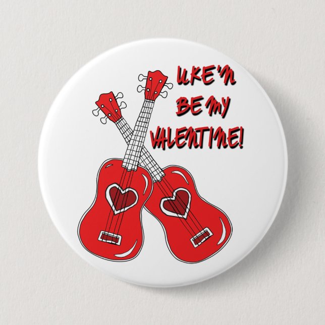Uke'n ist mein Valentinsgruß Ukuleleherz Button (Vorderseite)