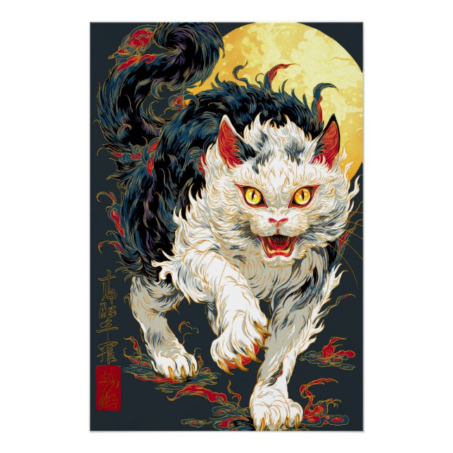 Ukiyo-e Cat | Japanische Kunstdrucke Poster (Vorderseite)