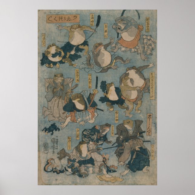 Ukiyo-e Frogs Poster (Vorne)