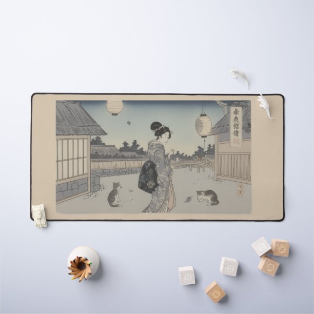 Ukiyo-e inspirierter Mauspad– Dramatisches JAPAN Schreibtischunterlage (Kindertisch)