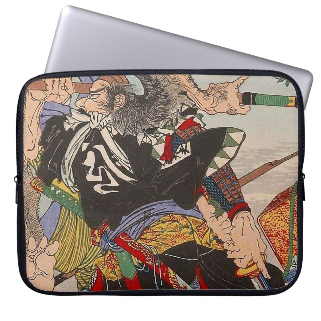 Ukiyo-e Japaner, der einen SamuraisFighting malt Laptopschutzhülle (Vorderseite)